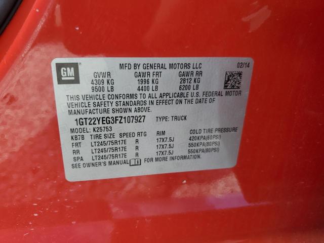 1GT22YEG3FZ107927 - 2015 GMC SIERRA K2500 SLE RED photo 12