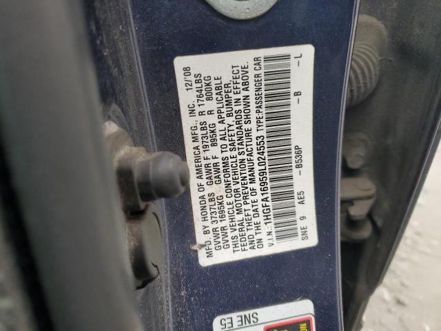 1HGFA16959L024553 - 2009 HONDA CIVIC EXL ლურჯი ფოტო 12
