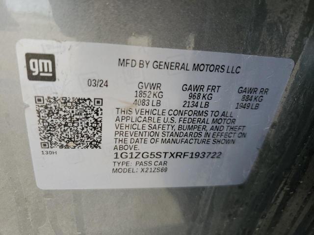 1G1ZG5STXRF193722 - 2024 CHEVROLET MALIBU RS GRAY photo 12