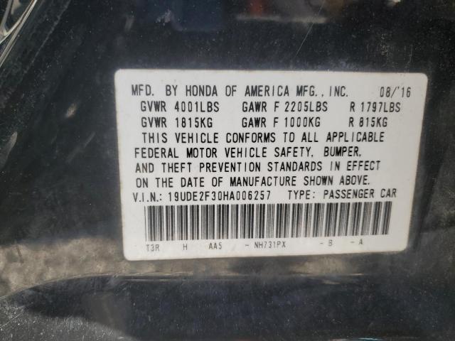 19UDE2F30HA006257 - 2017 ACURA ILX BASE WATCH PLUS BLACK photo 12