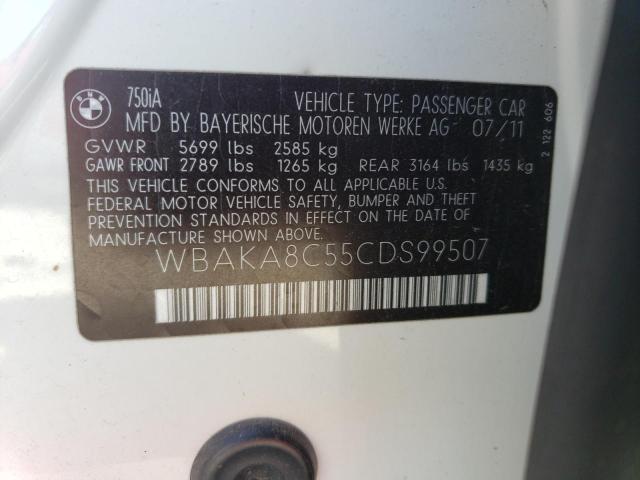 WBAKA8C55CDS99507 - 2012 BMW 750I I WHITE photo 12