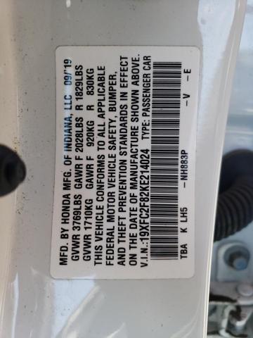 19XFC2F82KE214024 - 2019 HONDA CIVIC SPORT 白色 照片 12