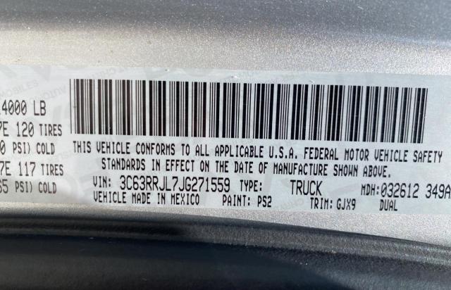 3C63RRJL7JG271559 - 2018 RAM 3500 LARAMIE SILVER photo 10