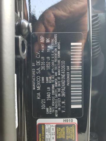 3KPA24AD1NE433610 - 2022 KIA RIO LX BLACK photo 12