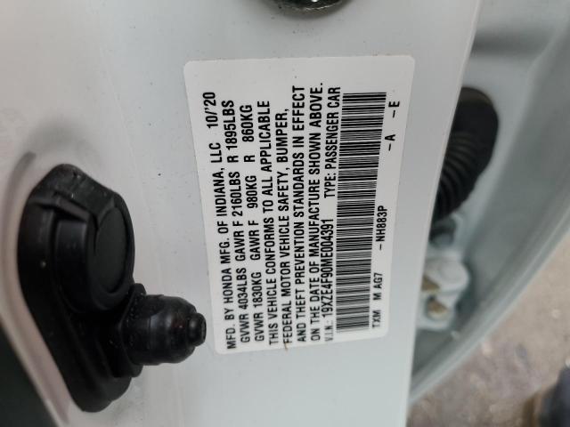 19XZE4F90ME004391 - 2021 HONDA INSIGHT TOURING WHITE photo 12