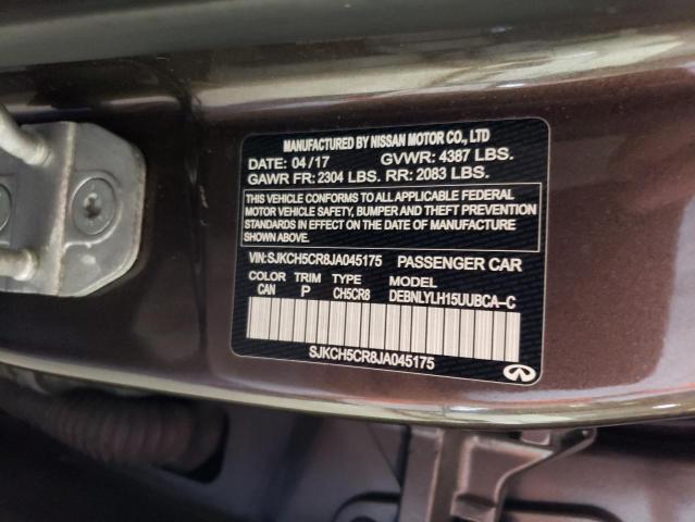 SJKCH5CR8JA045175 - 2018 INFINITI QX30 BASE GRAY photo 12