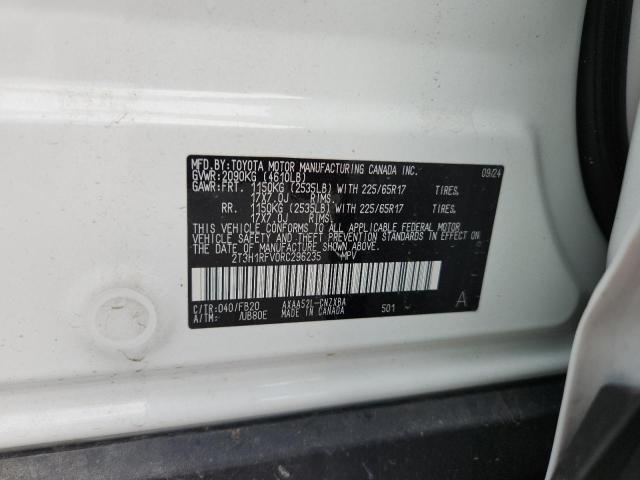 2T3H1RFV0RC296235 - 2024 TOYOTA RAV4 LE WHITE photo 12