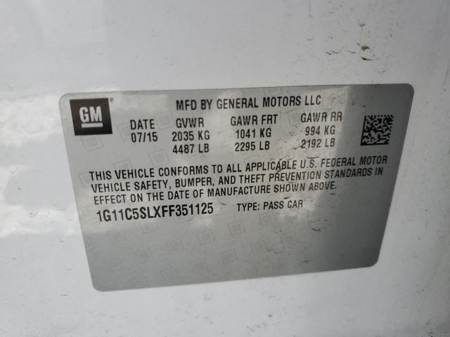 1G11C5SLXFF351125 - 2015 CHEVROLET MALIBU 1LT 白色 照片 12