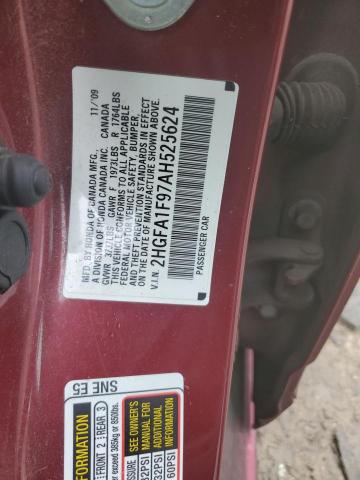 2HGFA1F97AH525624 - 2010 HONDA CIVIC EXL RED photo 12