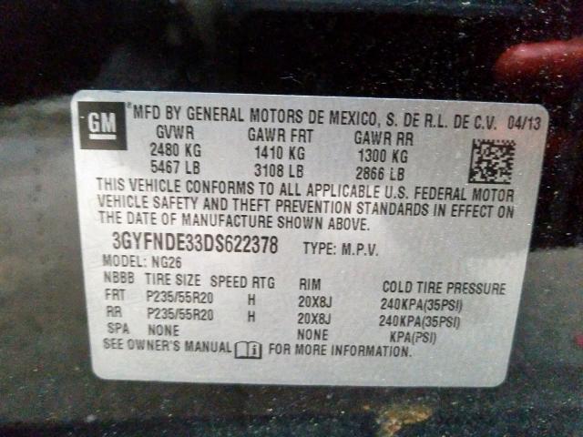 3GYFNDE33DS622378 - 2013 CADILLAC SRX PERFORMANCE COLLECTION  照片 10