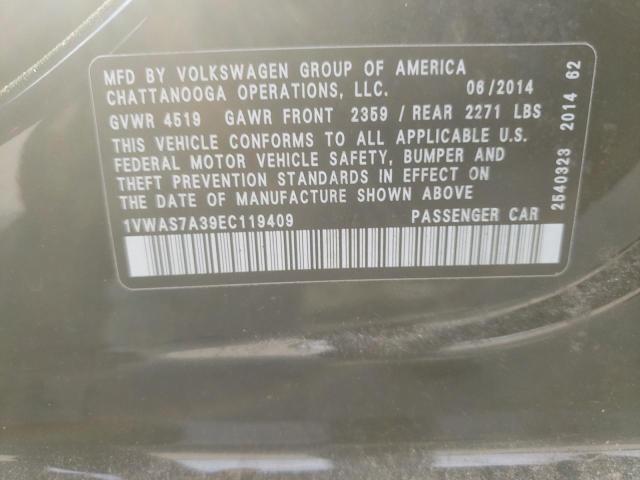 1VWAS7A39EC119409 - 2014 VOLKSWAGEN PASSAT S BLACK photo 12