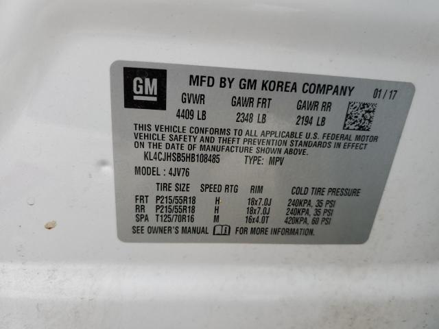 KL4CJHSB5HB108485 - 2017 BUICK ENCORE PREMIUM WHITE photo 12