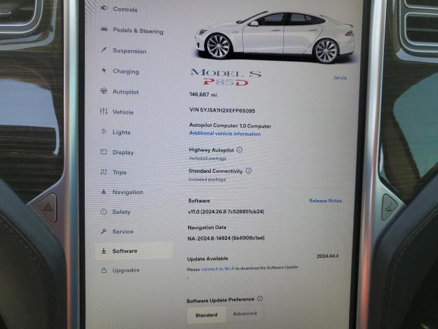 5YJSA1H2XEFP65095 - 2014 TESLA MODEL S WHITE photo 9