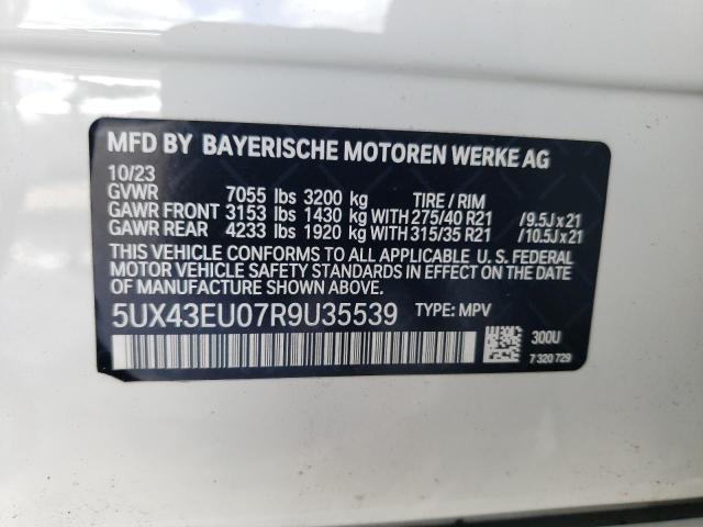 5UX43EU07R9U35539 - 2024 BMW X5 XDRIVE50E WHITE photo 14