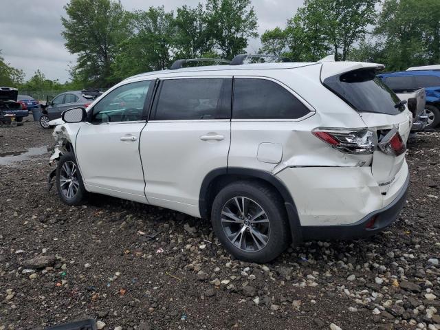 5TDJKRFHXGS349898 - 2016 TOYOTA HIGHLANDER XLE WHITE photo 2