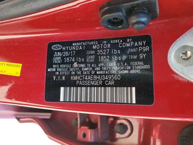 KMHCT4AE8HU349560 - 2017 HYUNDAI ACCENT SE RED photo 13