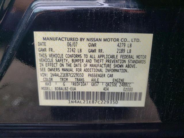 1N4AL21E87C229350 - 2007 NISSAN ALTIMA 2.5 BLACK photo 12