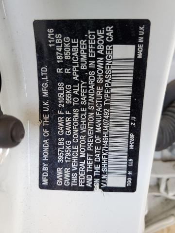 SHHFK7H49HU407492 - 2017 HONDA CIVIC SPORT 白色 照片 13