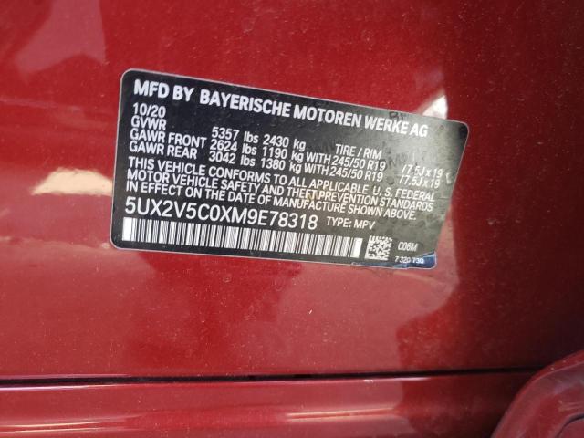 5UX2V5C0XM9E78318 - 2021 BMW X4 XDRIVEM40I RED photo 12