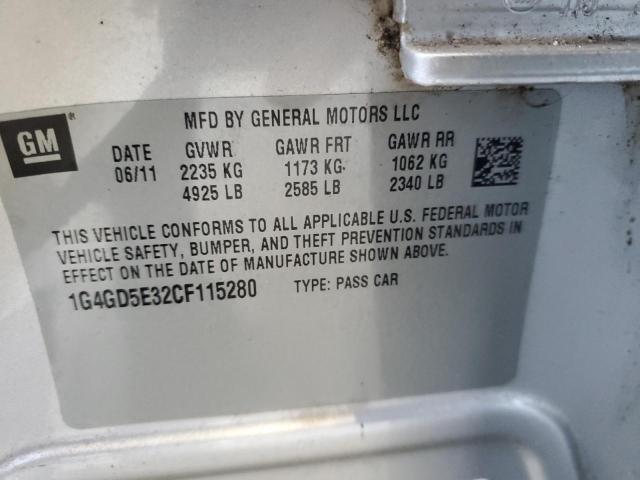 1G4GD5E32CF115280 - 2012 BUICK LACROSSE PREMIUM ვერცხლისფერი ფოტო 12