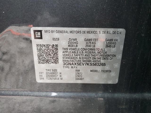 3GNAXSEV7KS583265 - 2019 CHEVROLET EQUINOX LS Boz foto 12