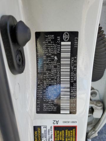 4T1BK3DB4BU432372 - 2011 TOYOTA AVALON BASE 白色 照片 12