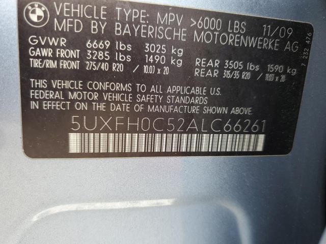 5UXFH0C52ALC66261 - 2010 BMW X6 HYBRID SILVER photo 13