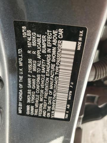 SHHFK7H62KU204470 - 2019 HONDA CIVIC EX GRAY photo 12