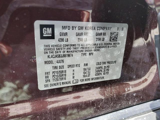 KL4CJASB3JB619674 - 2018 BUICK ENCORE PREFERRED იასამნისფერი ფოტო 12