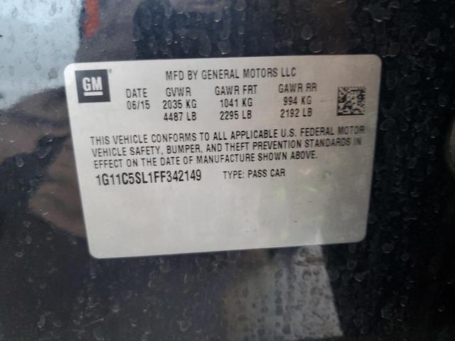 1G11C5SL1FF342149 - 2015 CHEVROLET MALIBU 1LT BLACK photo 12