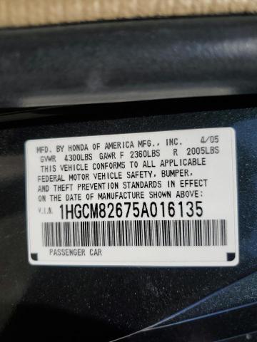 1HGCM82675A016135 - 2005 HONDA ACCORD EX GREEN photo 12