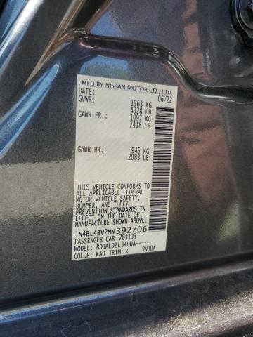 1N4BL4BV2NN392706 - 2022 NISSAN ALTIMA S GRAY photo 12