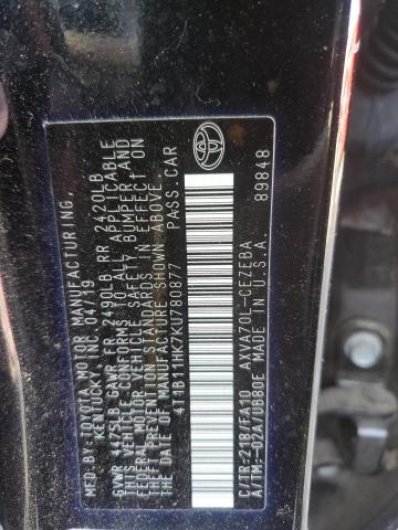 4T1B11HK7KU780877 - 2019 TOYOTA CAMRY L 蓝色 照片 13