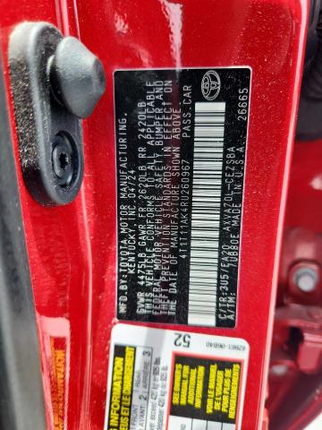 4T1T11AK4RU260967 - 2024 TOYOTA CAMRY SE NIGHT SHADE RED photo 12