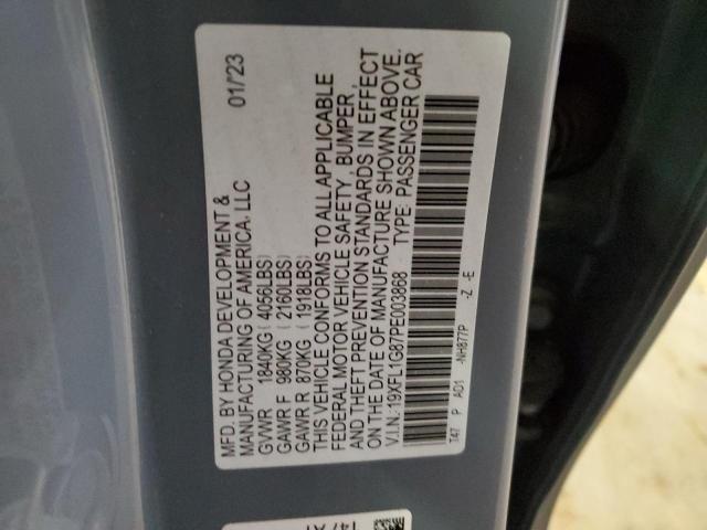 19XFL1G87PE003868 - 2023 HONDA CIVIC SPORT TOURING GRAY photo 12