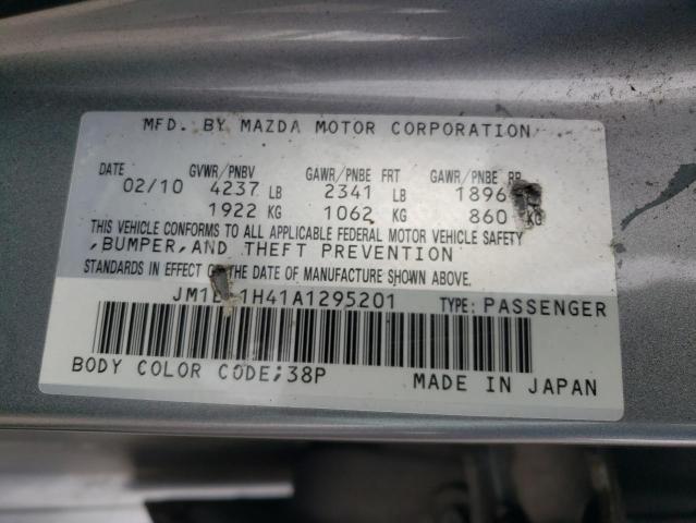 JM1BL1H41A1295201 - 2010 MAZDA SPEED 3 SILVER photo 12