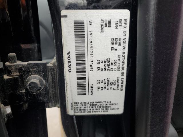 YV1CM592751171696 - 2005 VOLVO XC90 BLACK photo 13