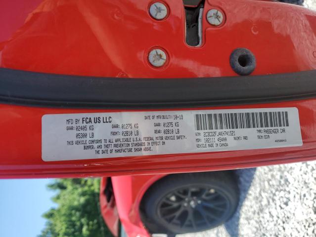 2C3CDZFJ4KH741521 - 2019 DODGE CHALLENGER R/T SCAT PACK RED photo 13