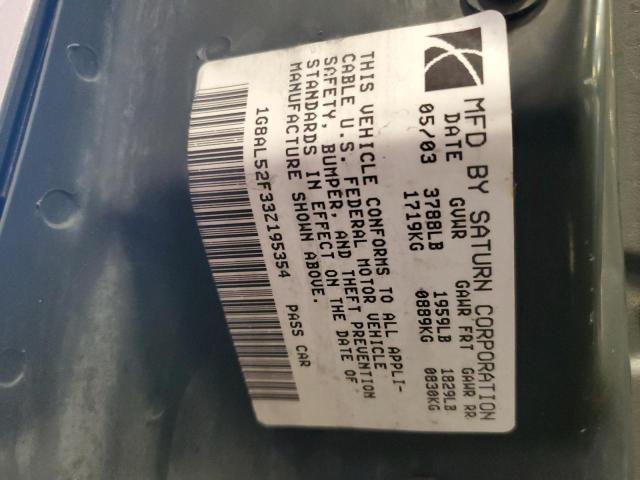 1G8AL52F33Z195354 - 2003 SATURN ION LEVEL 3 SILVER photo 12