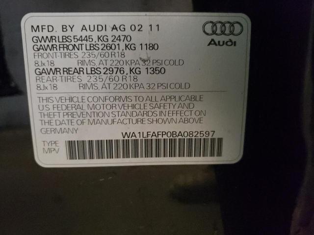 WA1LFAFP0BA082597 - 2011 AUDI Q5 PREMIUM PLUS BLACK photo 10