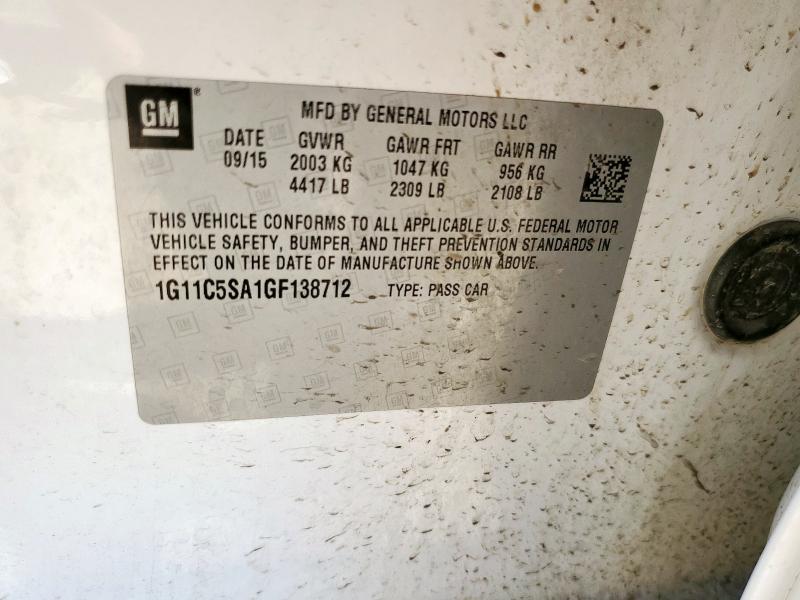 1G11C5SA1GF138712 - 2016 CHEVROLET MALIBU LIM LT 白色 照片 12