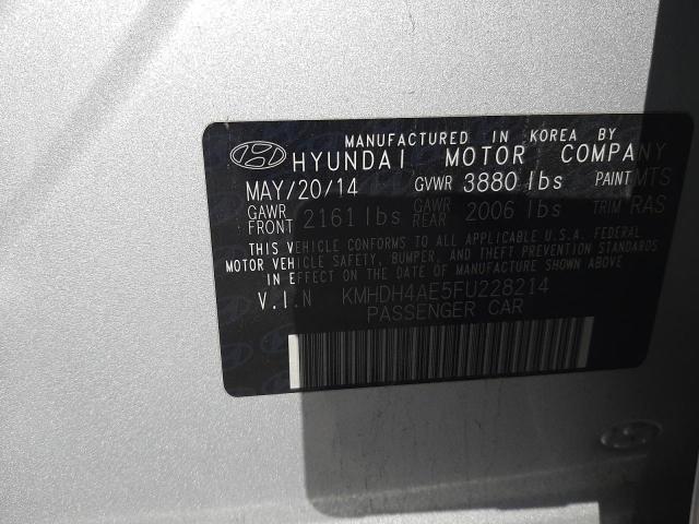 KMHDH4AE5FU228214 - 2015 HYUNDAI ELANTRA SE SILVER photo 12