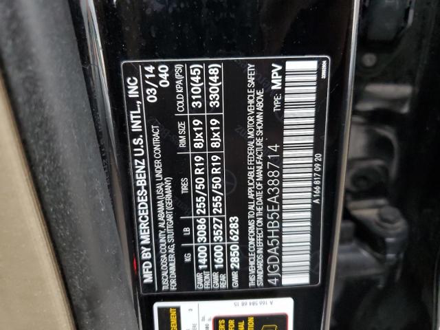 4JGDA5HB5EA388714 - 2014 MERCEDES-BENZ ML 350 4MATIC BLACK photo 13