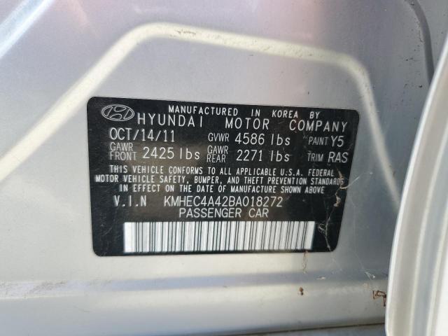 KMHEC4A42BA018272 - 2011 HYUNDAI SONATA HYBRID SILVER photo 12