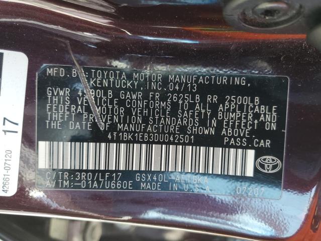 4T1BK1EB3DU042501 - 2013 TOYOTA AVALON BASE PURPLE photo 13