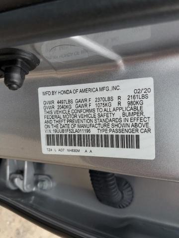 19UUB1F52LA011196 - 2020 ACURA TLX TECHNOLOGY 银色 照片 12