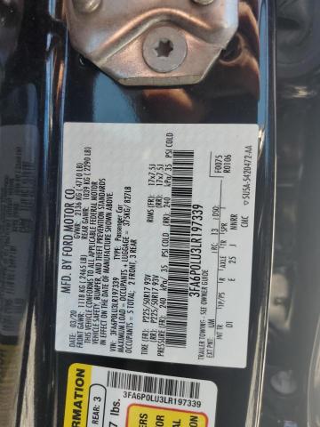 3FA6P0LU3LR197339 - 2020 FORD FUSION SE أسود صورة 12