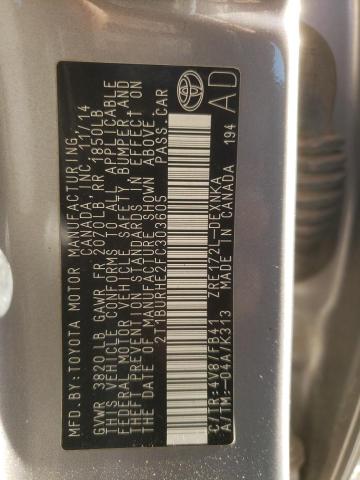 2T1BURHE2FC303605 - 2015 TOYOTA COROLLA L 米色 照片 12