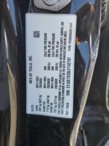 5YJ3E1EC0LF742797 - 2020 TESLA MODEL 3 Qara foto 12