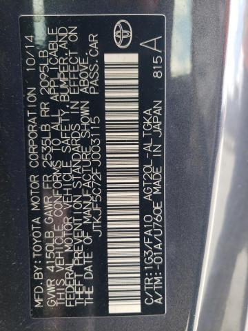 JTKJF5C72FJ003115 - 2015 TOYOTA SCION TC 灰色 照片 12